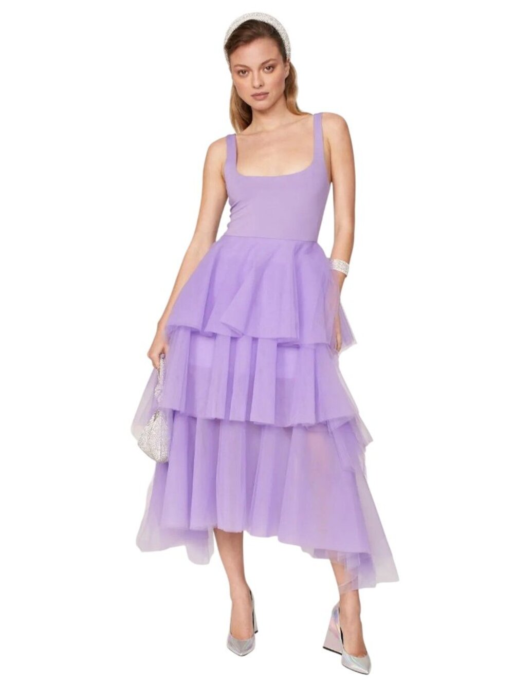 elle zeitoune Mason Dress in Medium Lavender Womens Tulle Ballet Midi